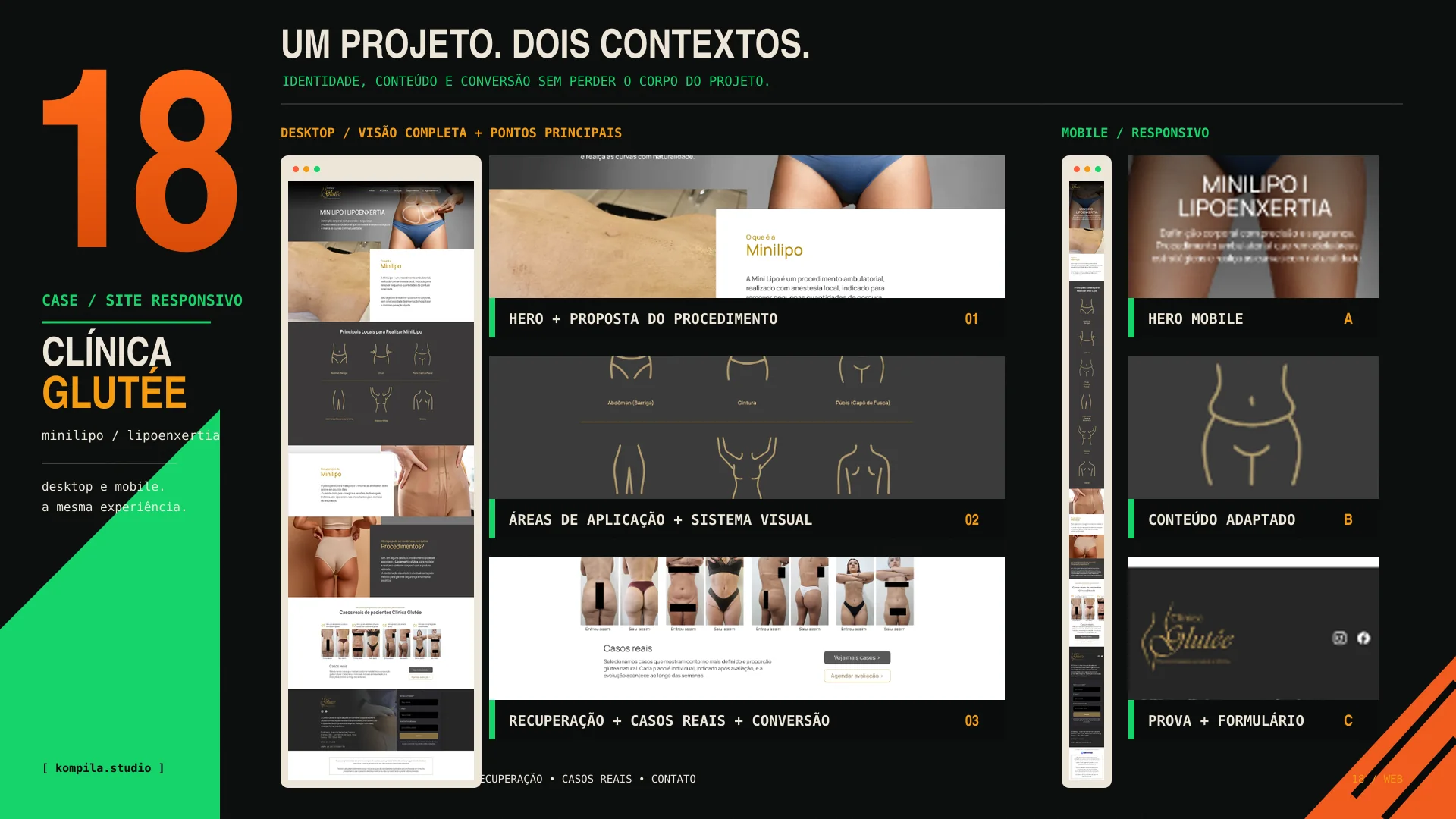 Case do site da Clínica Glútee